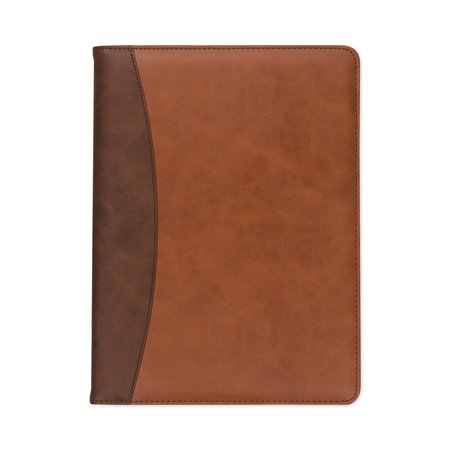 Samsill Two-Tone Padfolio w/Spine Accent, 10 3/5wx14 1/4h, Poly, Tan/Brown 71656